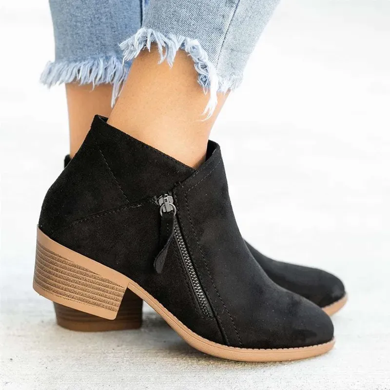 Women's Fashion Low Heel Ankle Boots