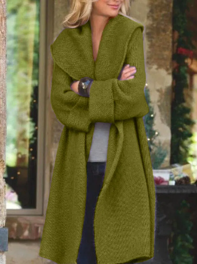 Solid color casual mid-length women's coat