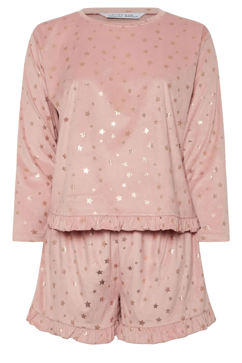 YOURS Curve Navy Blue Star Frilled Pyjama Set