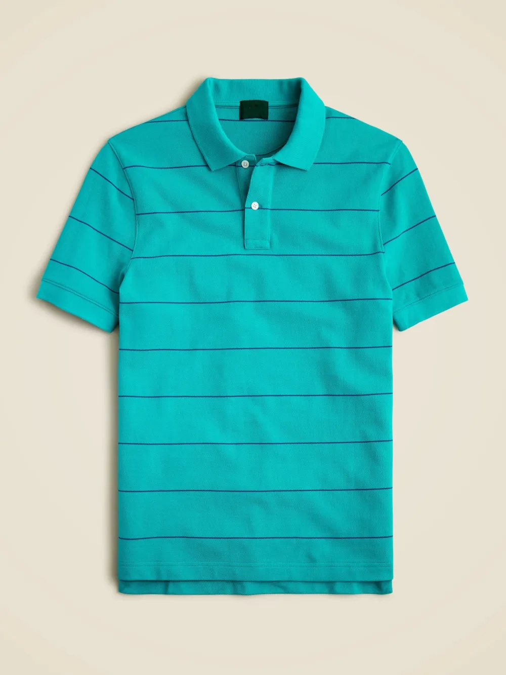 Turquoise Striped Short Sleeve Polo Shirt