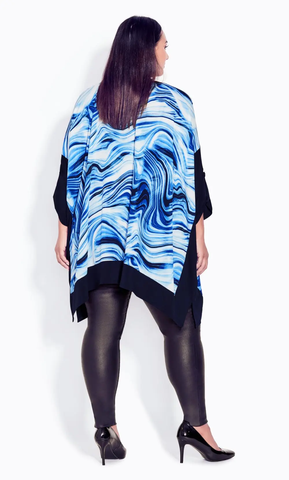 Evans Blue Swirl Print Kimono Jacket
