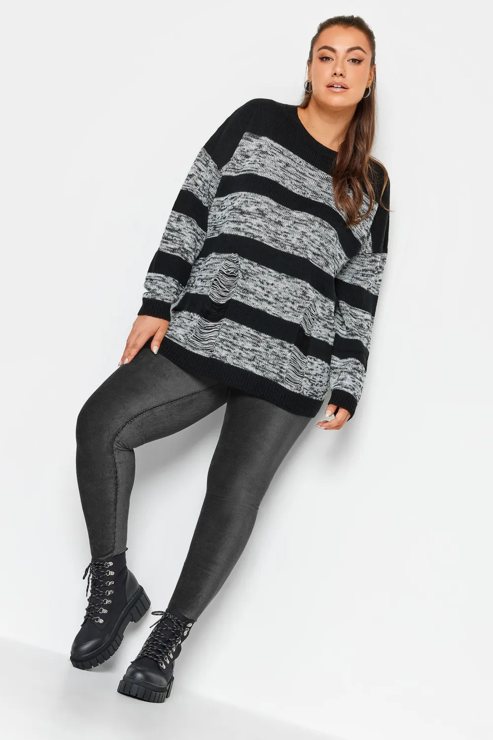 YOURS Curve Black Cord Stretch Leggings