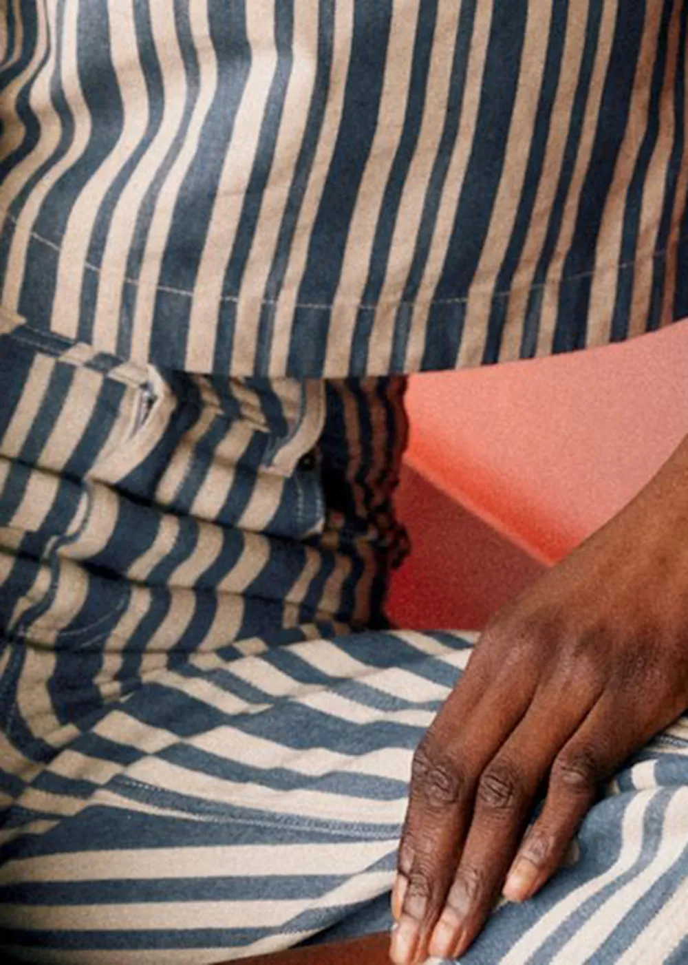 Sleeveless Striped Denim Jacket