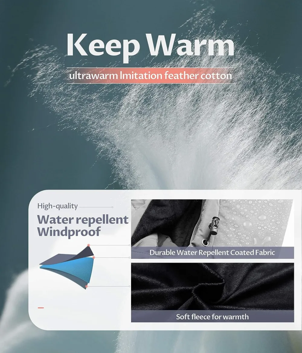 US Women's Winter Hooded Coat Waterproof Warm Long Puffer Jacket Parka