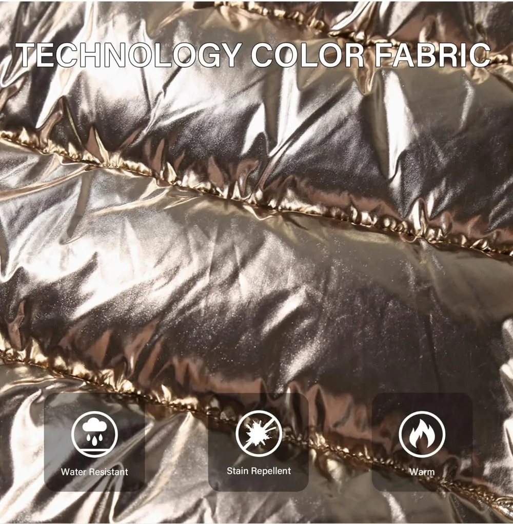 Womens Lightweight Puffer Jacket, Winter Coats for Women Warm Quilted Bubble Padded Hood Coat with Faux Fur Collar