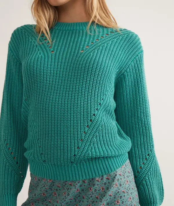 Long Sleeve Knit Sweater with Cutouts