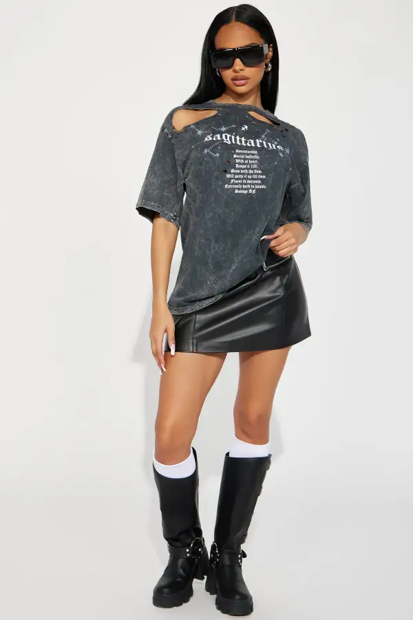 Sagittarius Distressed Tee  - Charcoal