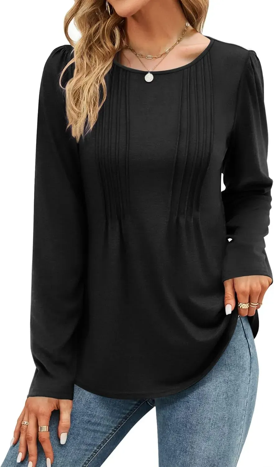 WIHOLL Blouses for Womens Dressy Casual 2024 Fall Tops Long Sleeve Shirts Loose Fit Tunics