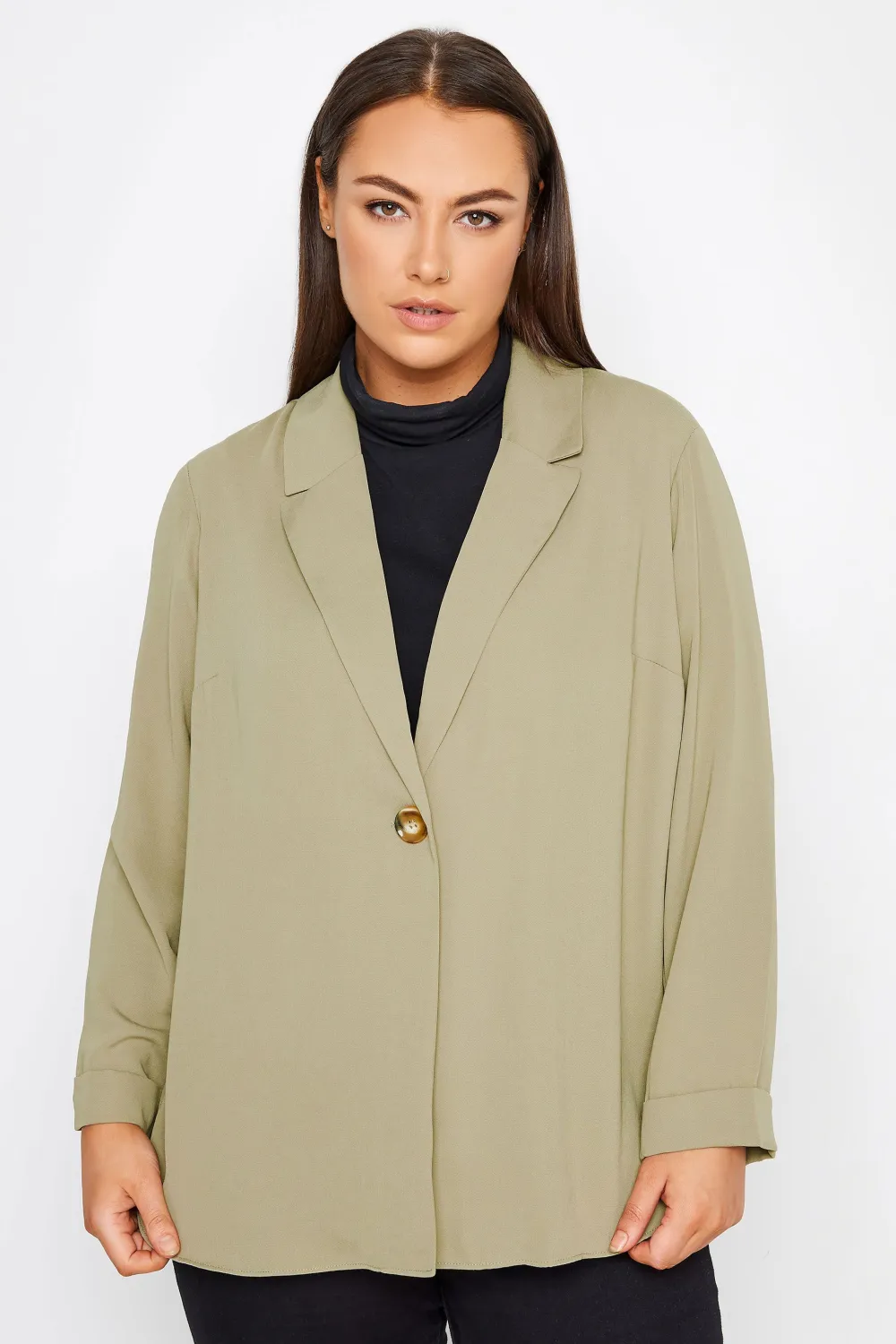 Evans Olive Green Oversized Blazer