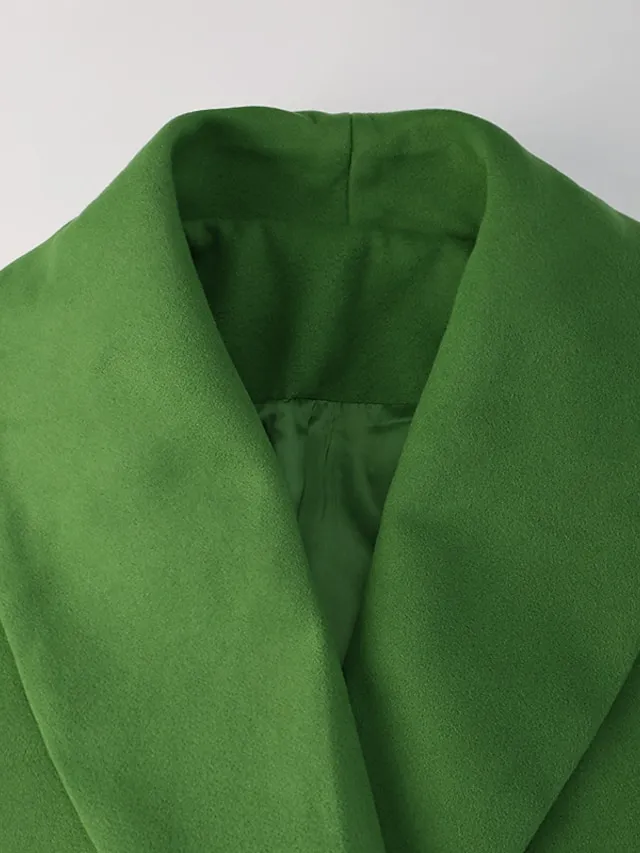 Women's Coat Regular Hooded Coat Camel Green White Black Gray Basic Essential Street Fall Lapel Regular Fit S M L XL XXL XXXL / Daily / Casual / Solid Color / Winter