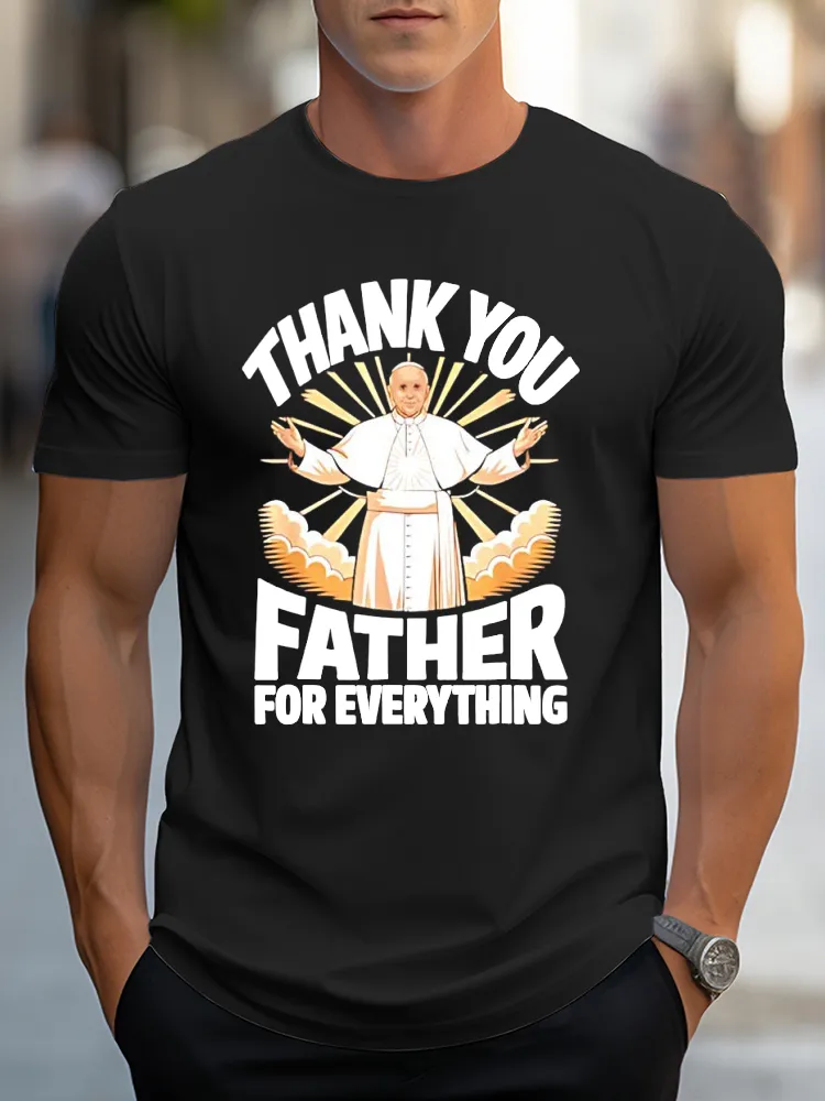 Men's Thank You Father 1936-2025 Print Short Sleeve Round Neck Cotton T-Shirt