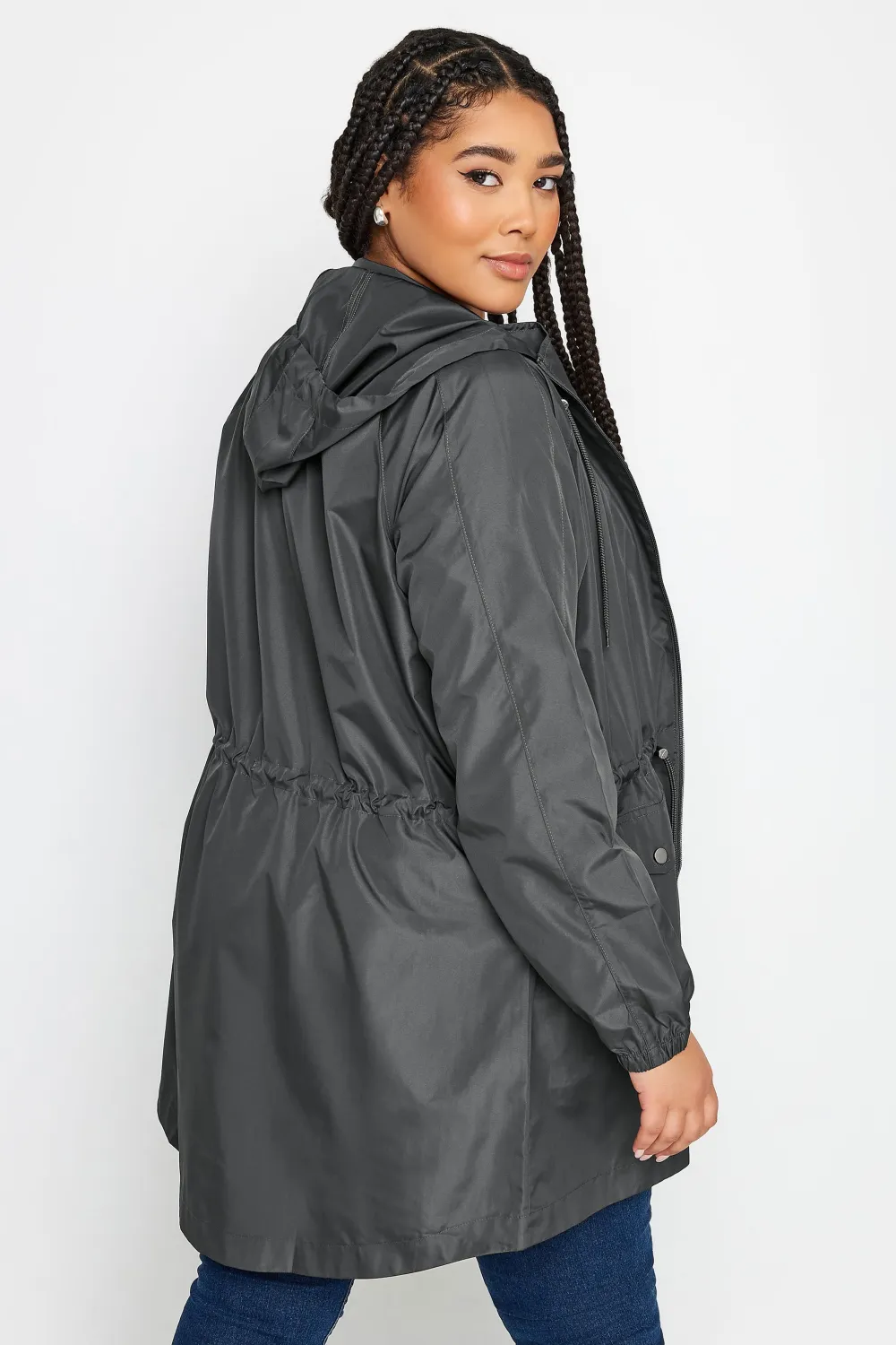 YOURS Curve Navy Blue Drawstring Lightweight Parka Jacket