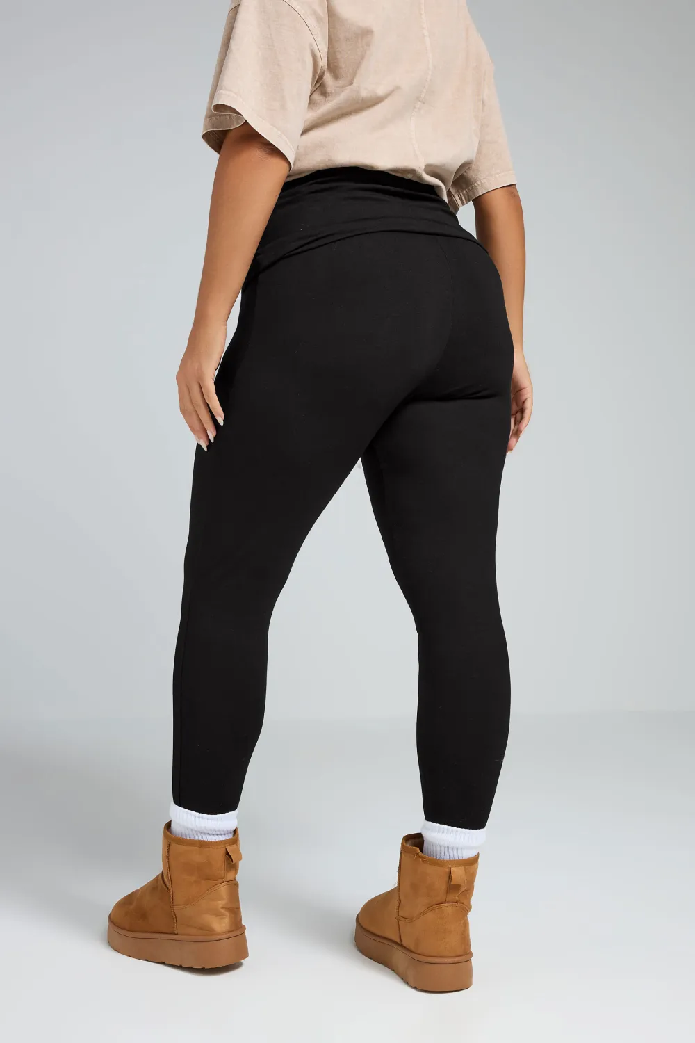 LIMITED COLLECTION Curve Black Fold Over Leggings