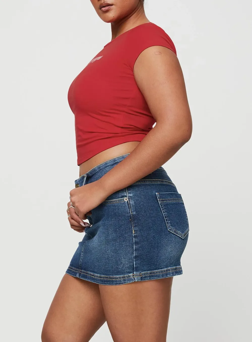 Low Rise Pocket Denim Mini Skirt