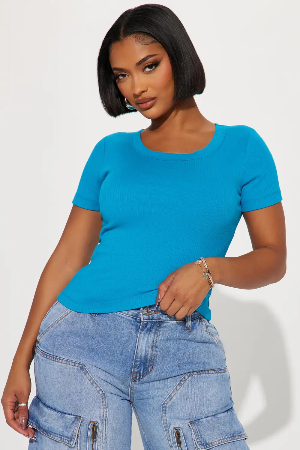 Carrie Short Sleeve Tee - Turquoise