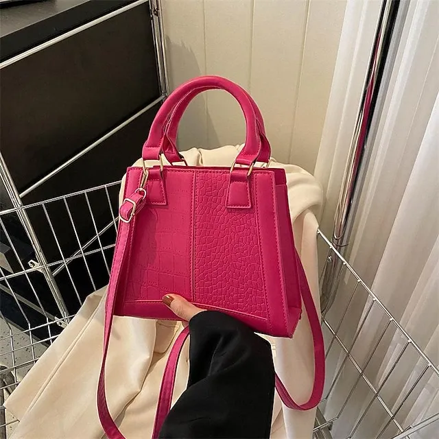 Women's Handbag Shoulder Bag PU Leather Daily Durable Black White Peach