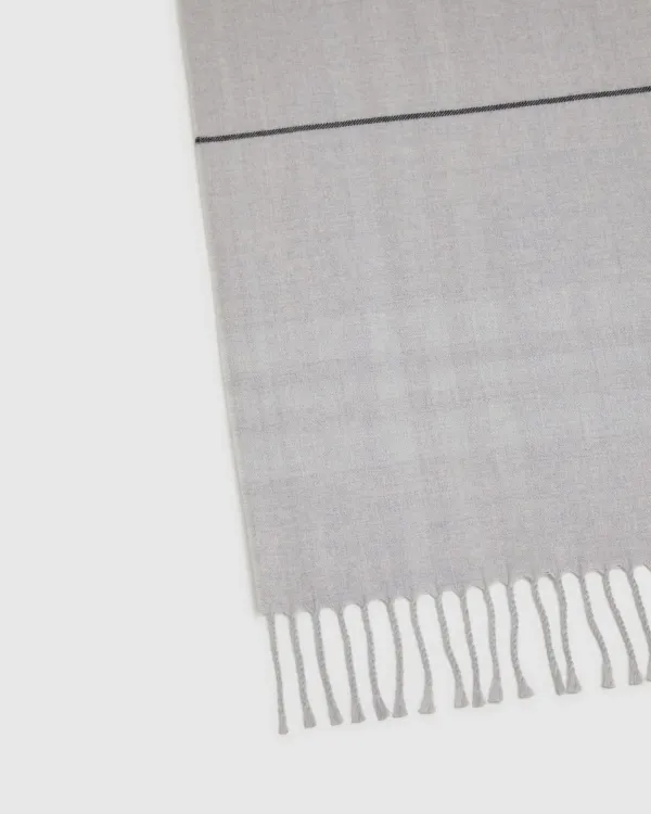Light Gray Solid Color Fringed Scarf