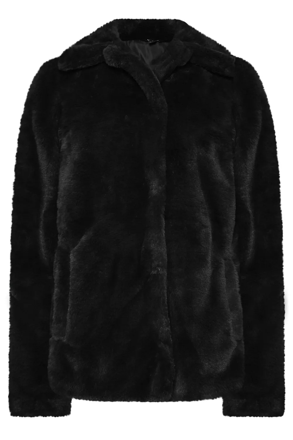 LTS Tall Black Faux Fur Coat