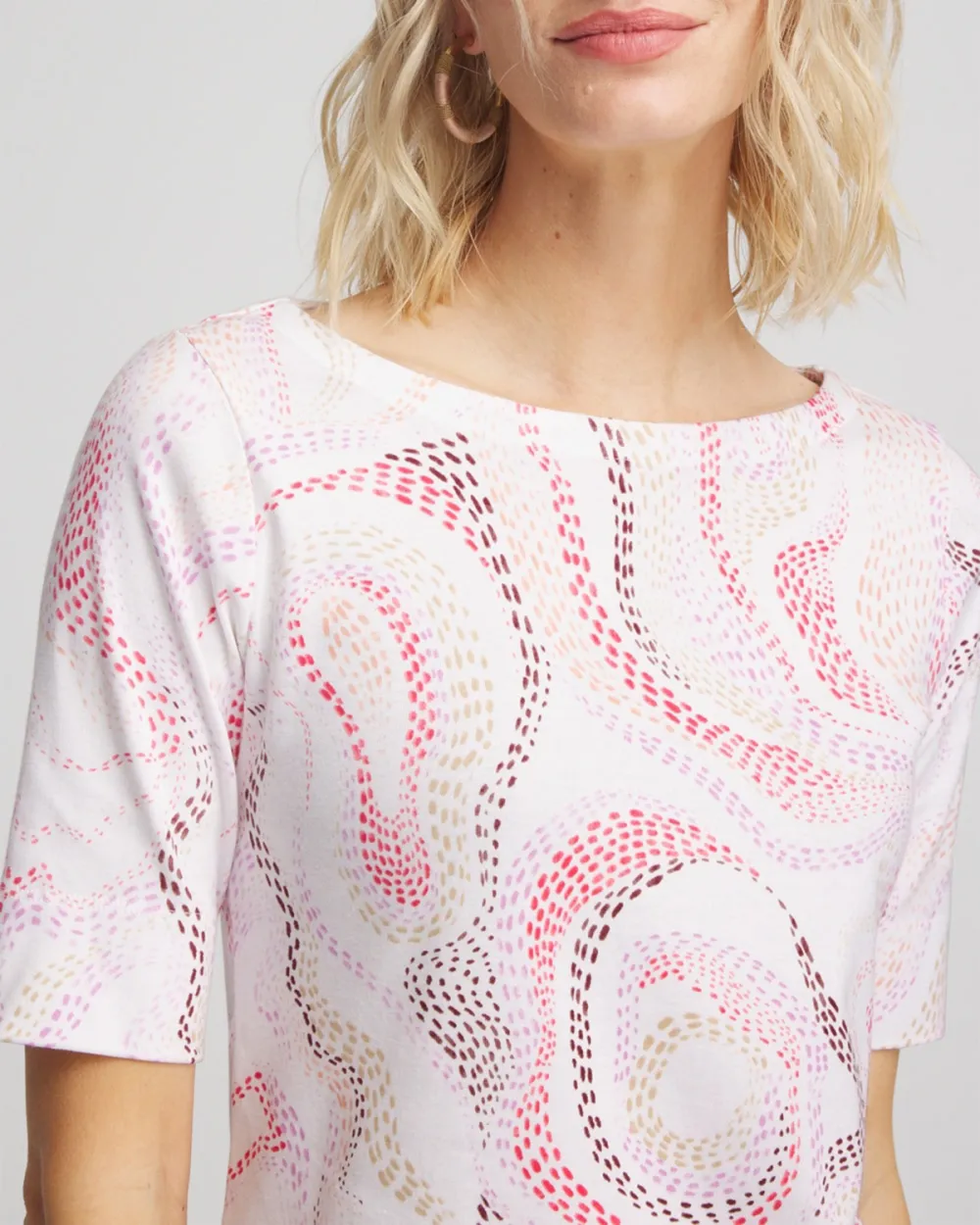 Short Sleeve Geometric Print Crew Neck Tee
