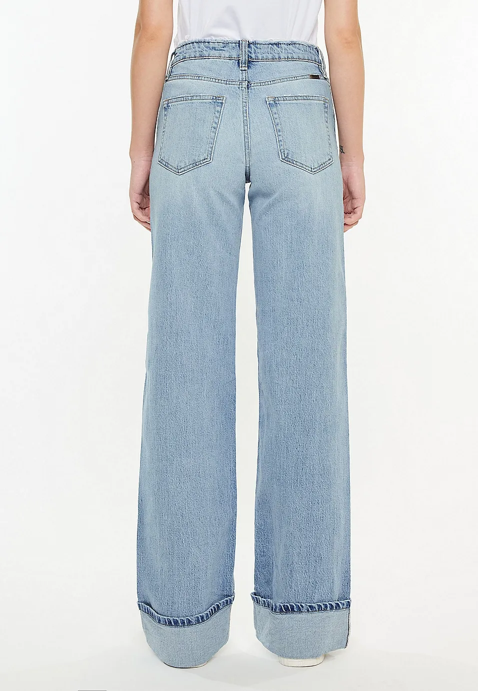 High Rise Cuffed Wide Leg Jean