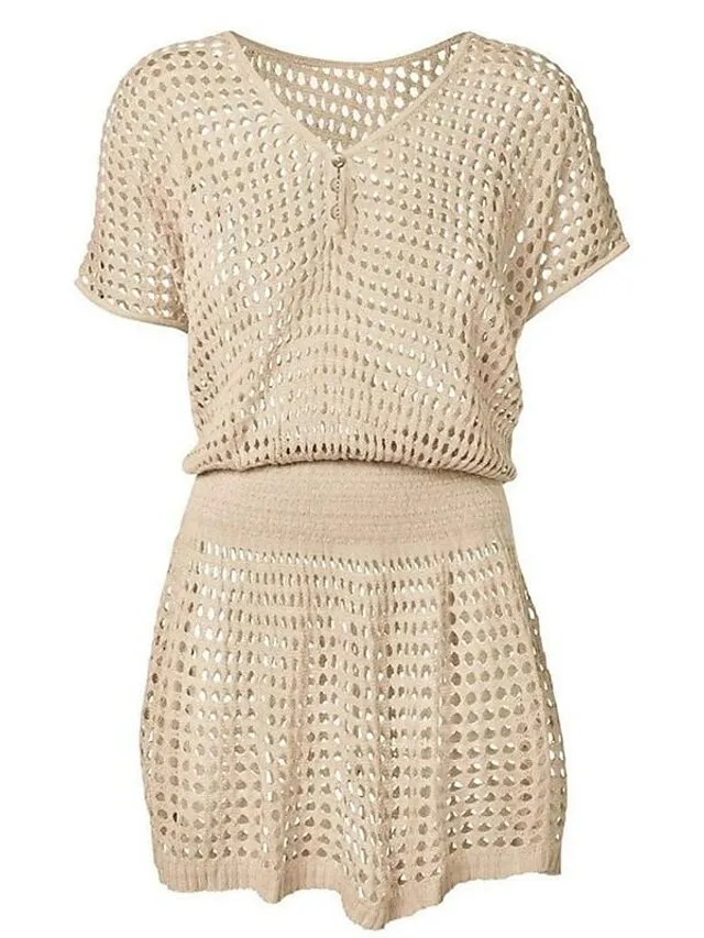 Women's Swimwear Cover Up Monokini Normal Swimsuit Cut Out Solid Color Khaki Bathing Suits Sports Summer