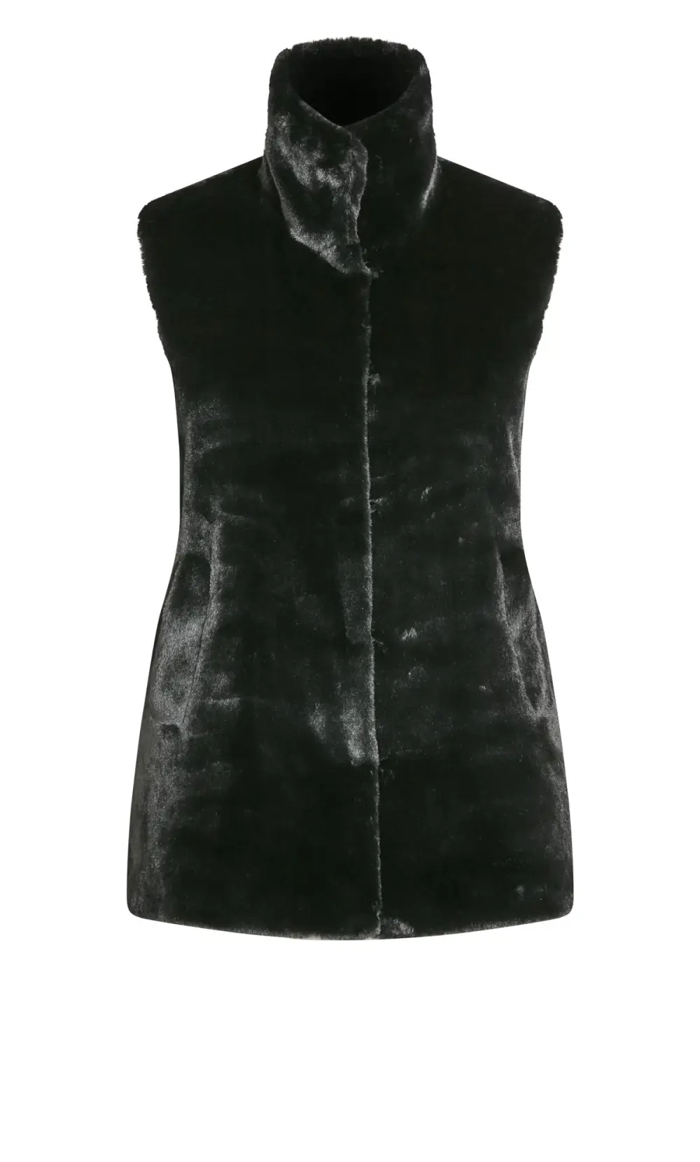Evans Black Faux Fur Open Collar Gilet