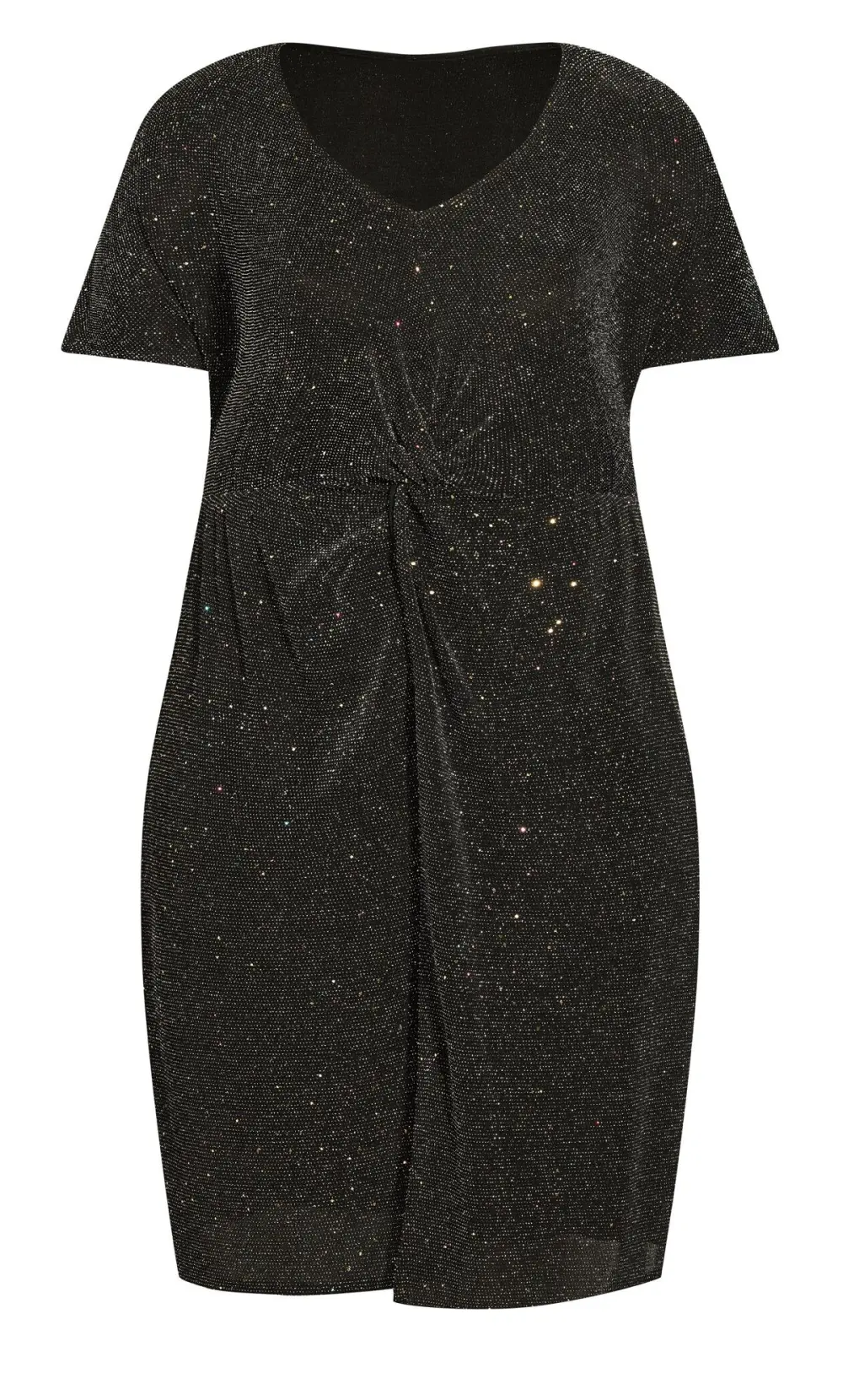 Evans Black Sparkle Twist Wrap Dress