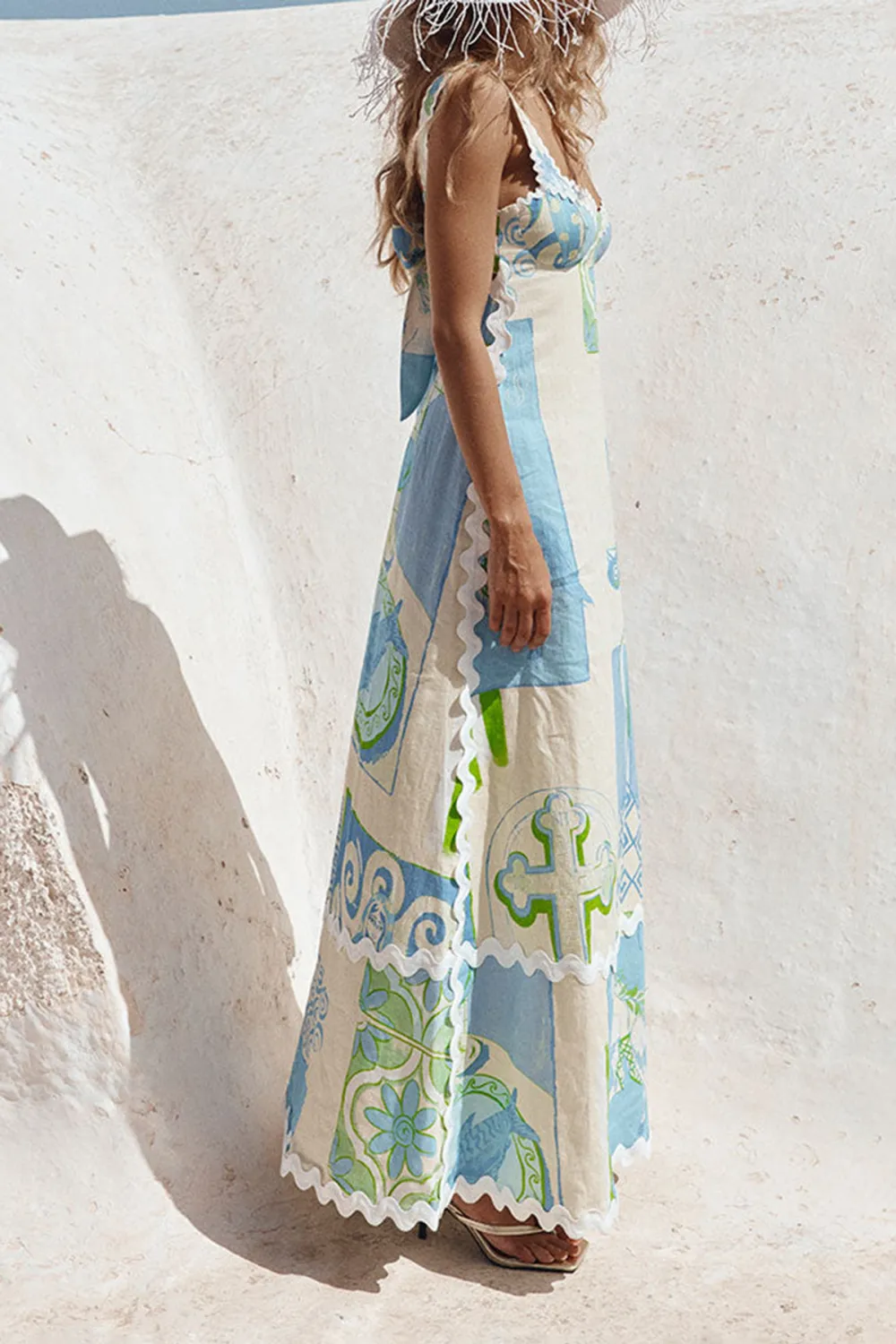 Patchwork Print Sleeveless Maxi Dress