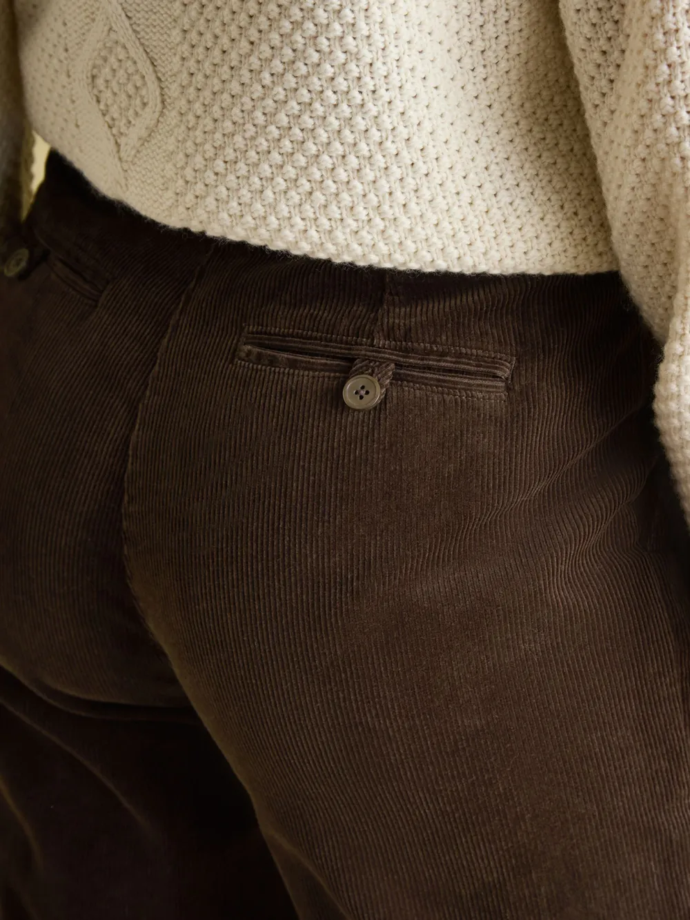 Dark Brown Corduroy Tapered Trousers