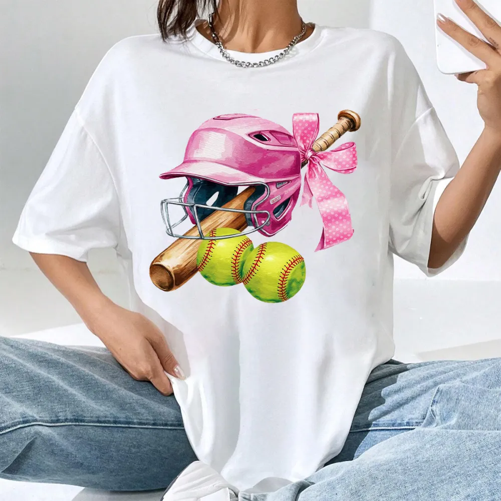 Baseball Season Printed Round Neck Short Sleeve T-Shirt