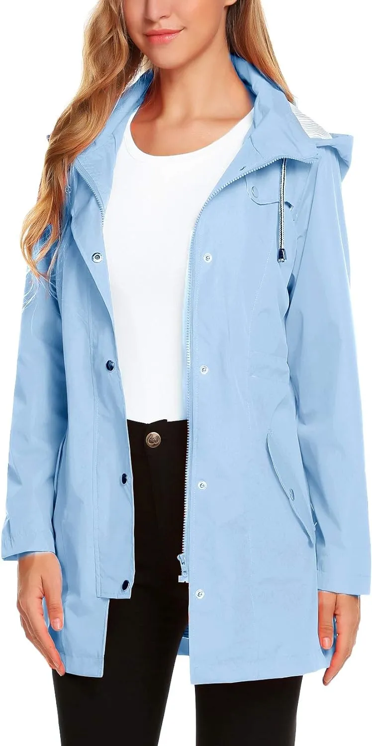 Womens Lightweight Hooded Waterproof Active Outdoor Rain Jacket S-XXL