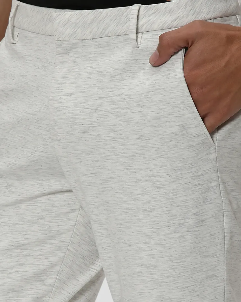 Classic Versatile Slim-Fit Straight-Leg Light Grey Trousers