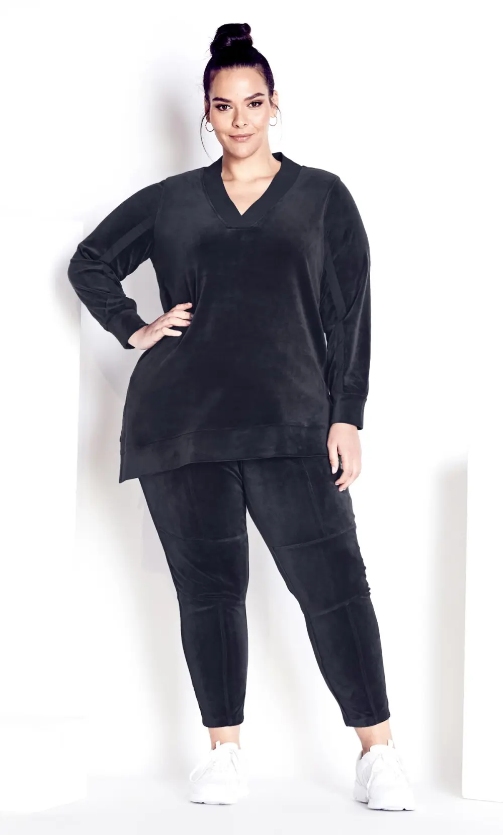 Evans Grey Velour Panel Pant