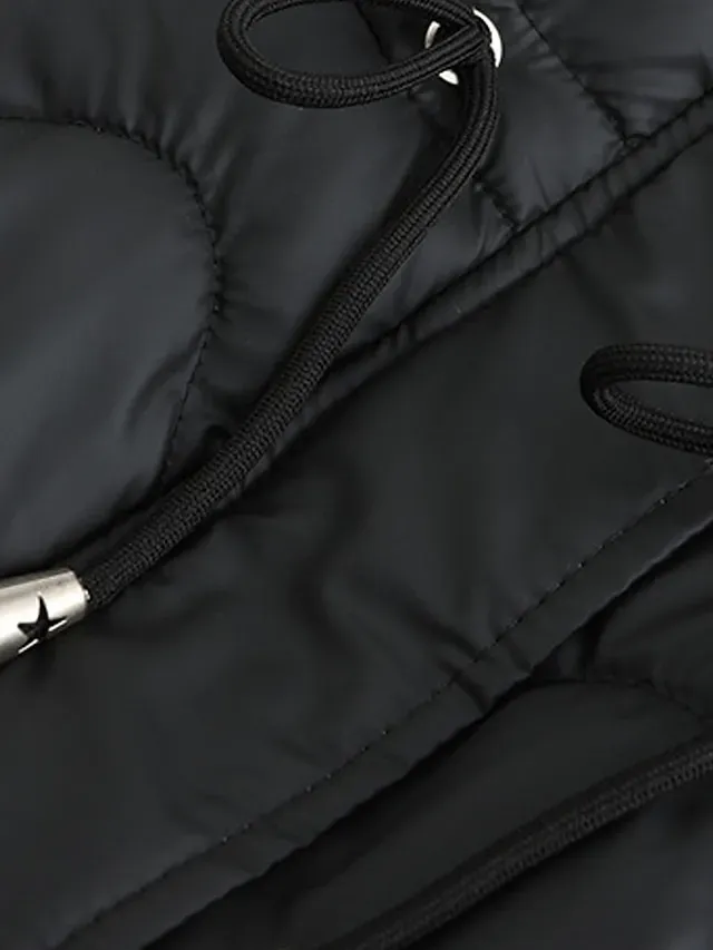 Women's Parka Puffer Jacket Winter Coat Zip up Hooded Coat with Fur Collar Drawstring Thermal Warm Heated Coat Removable Hood Fall Outerwear with Pockets Warm Classic Long Sleeve Light Blue Pink Black