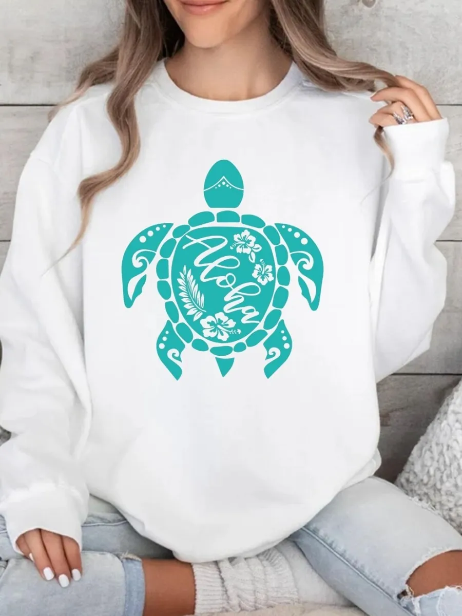 Floral Turtle Print Sweatshirt