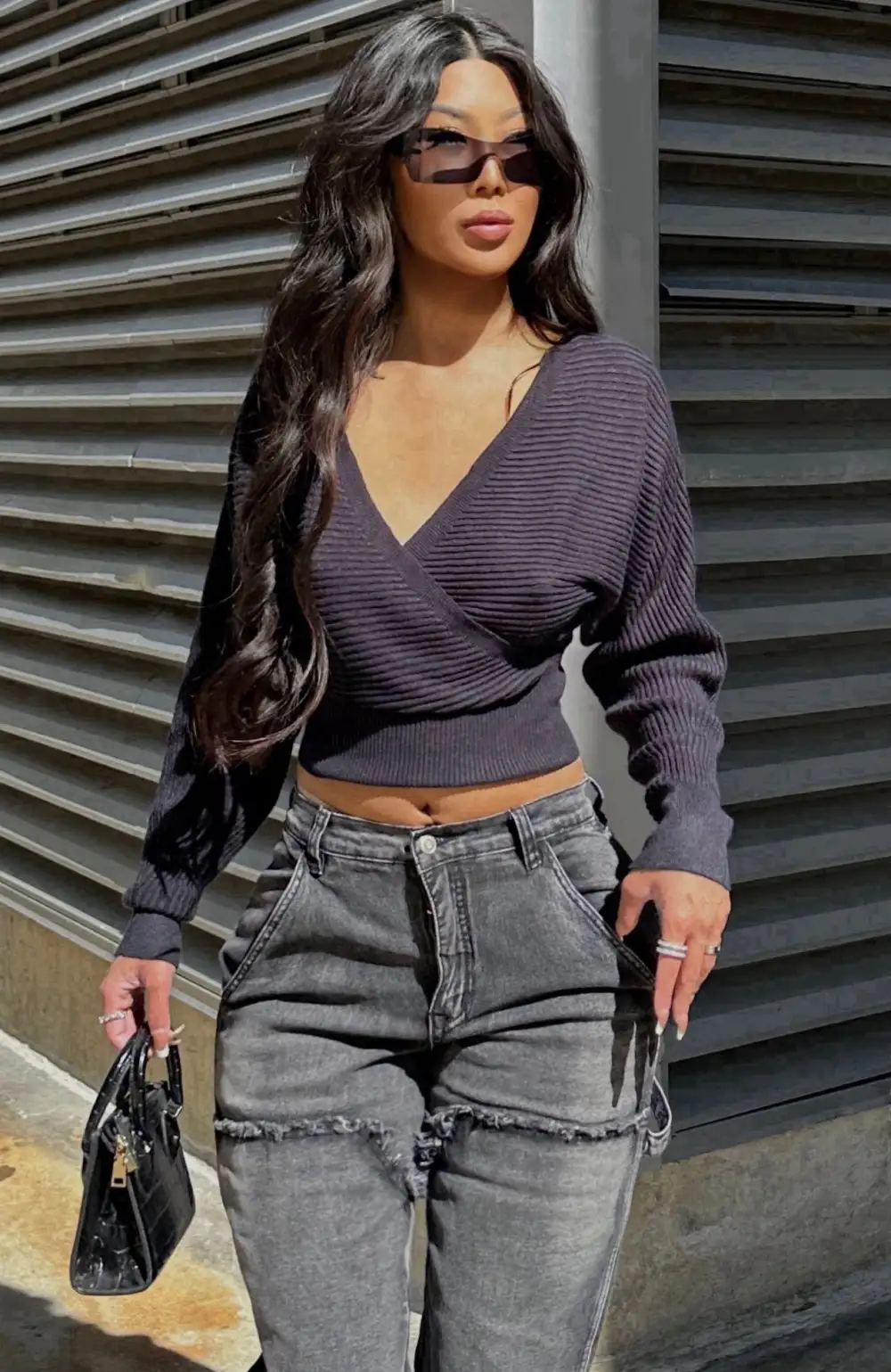 Seine Surplice Sweater - Black