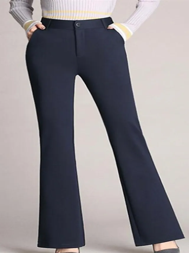 Women‘s Dress Work Pants Bootcut Pants Trousers Mid Waist Basic Daily Black 1# Black S M Summer