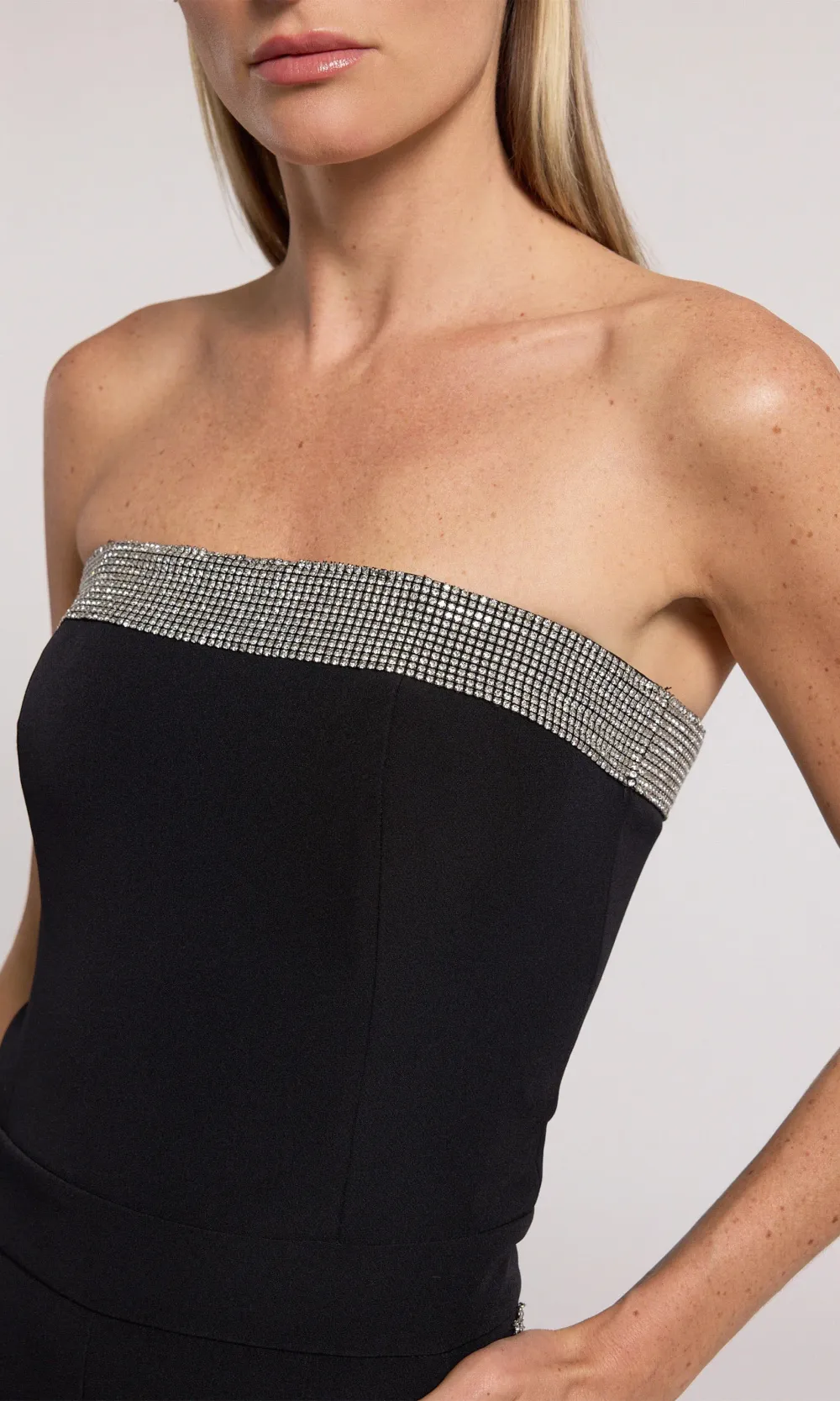 Rhinestone Decor Tube Jumpsuit