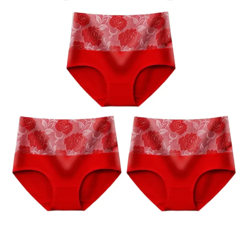 (🔥Last Day Promotion-SAVE 50% OFF) --Cotton High Waist Tummy Control Leak proof Panties Rose Jacquard Ladies Panty Multipack(3PCS/SET)-BUY 2 SETS GET 10% OFF & FREE SHIPPING