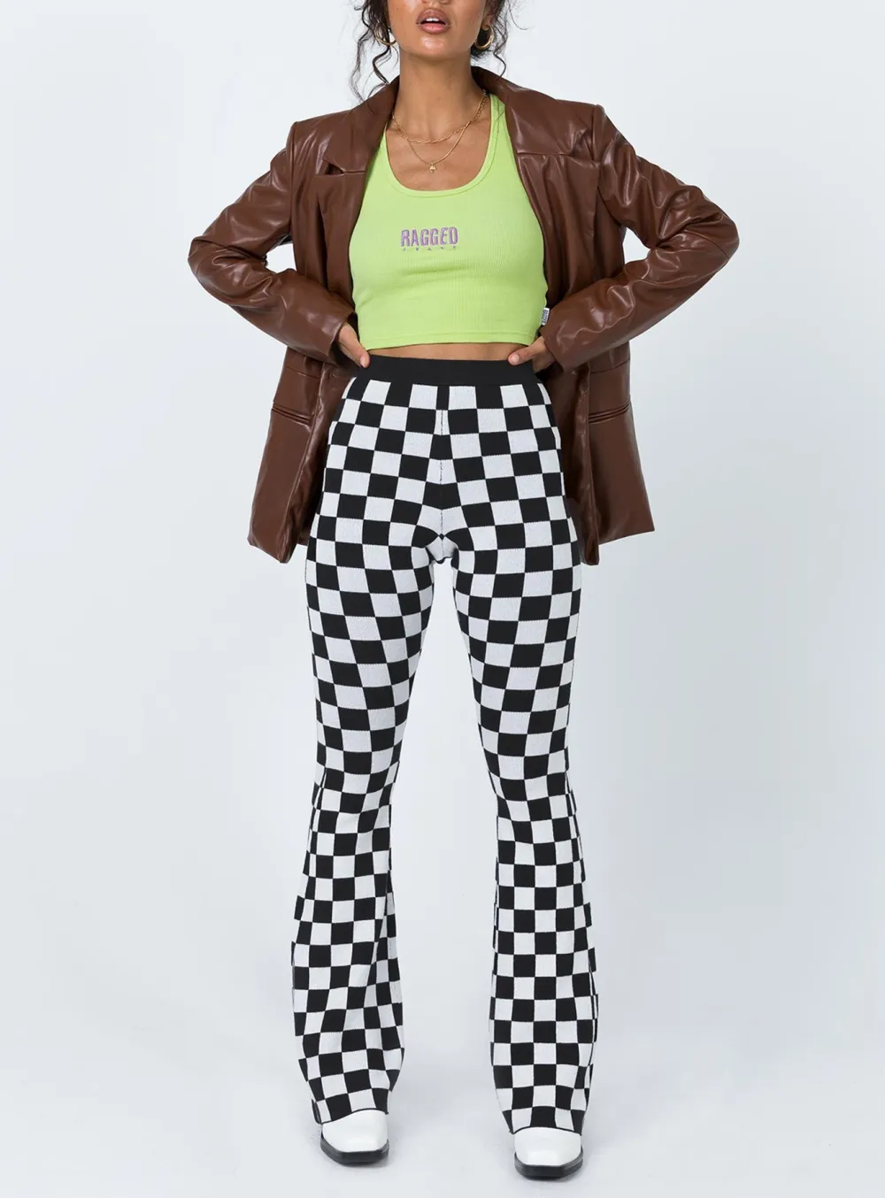 Morrison Faux Leather Blazer Brown