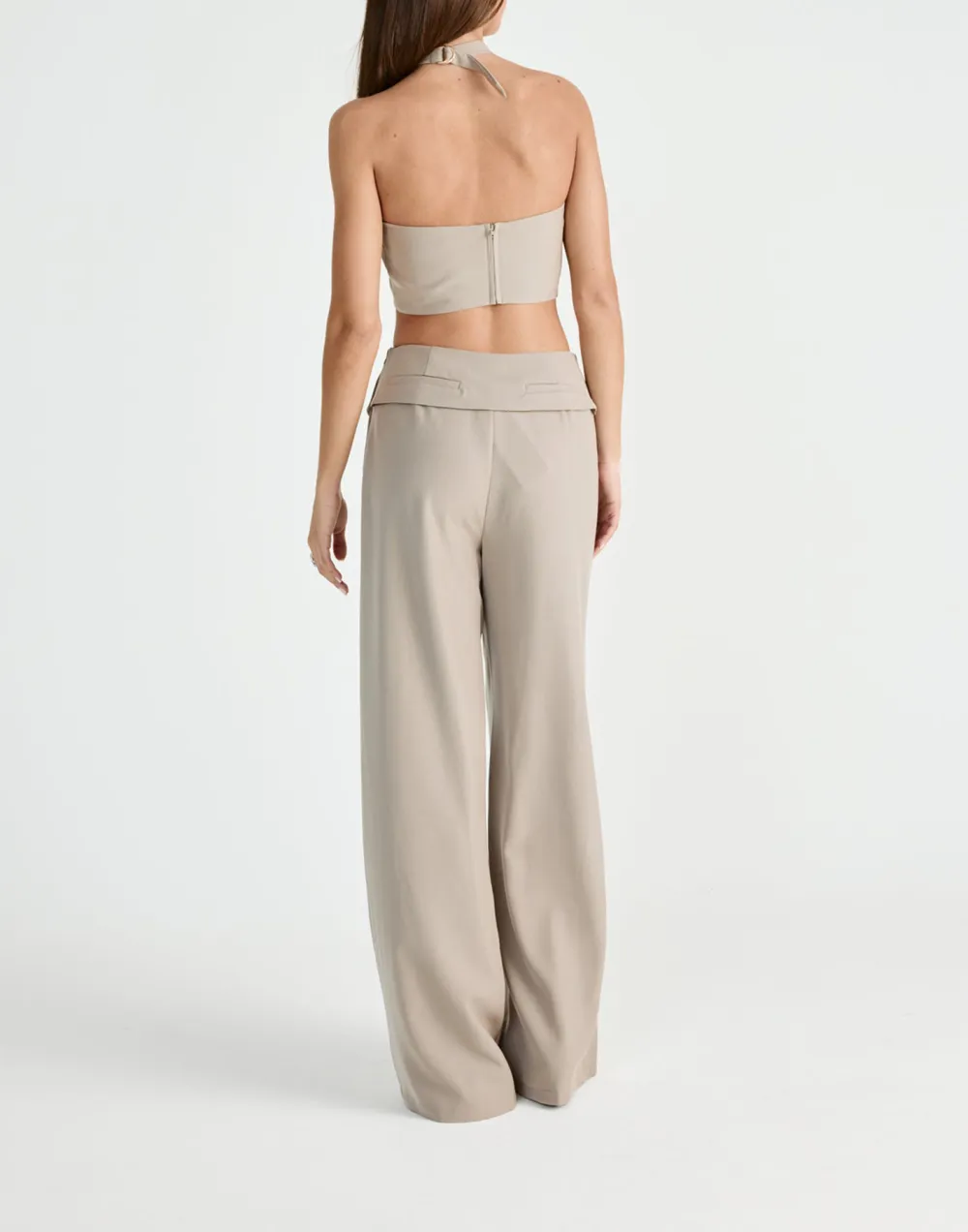Designer High-Waist Wide-Leg Pants