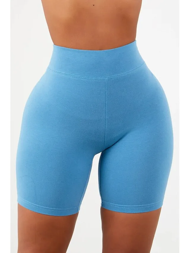 Women's Shorts Leggings Biker Shorts Short Stretchy Mid Waist Workout Daily Weekend Black White S M Spring & Summer