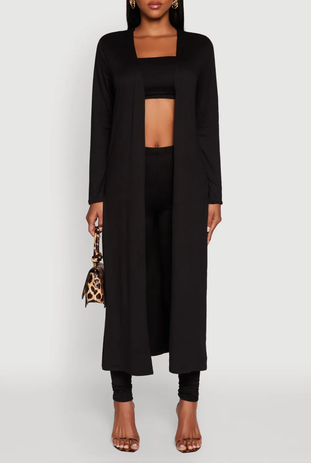 Solid Color Long Cardigan