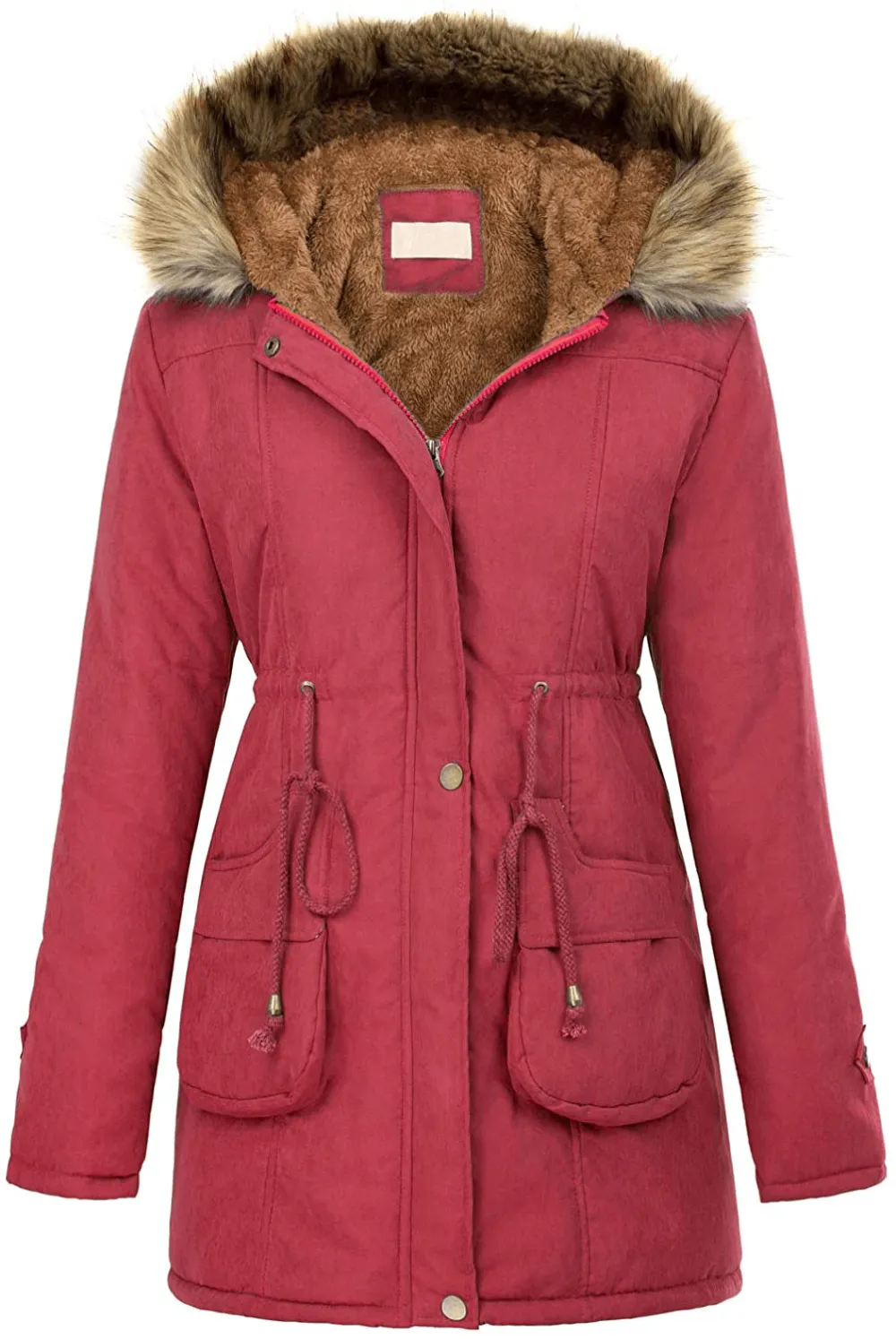 Women's Winter Coats Fleece Parkas Anoraks Hooded Military Jacket Coats M Black