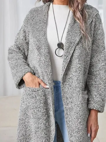 Hoodie Plain Fluff/Granular Fleece Fabric Teddy Jacket