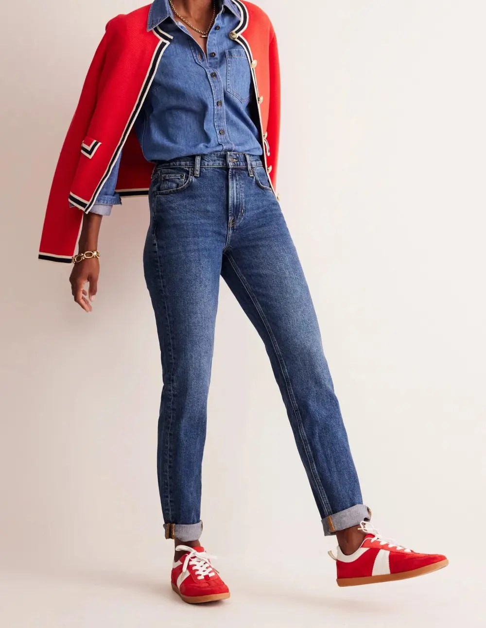 Light Blue High Waist Straight Casual Jeans