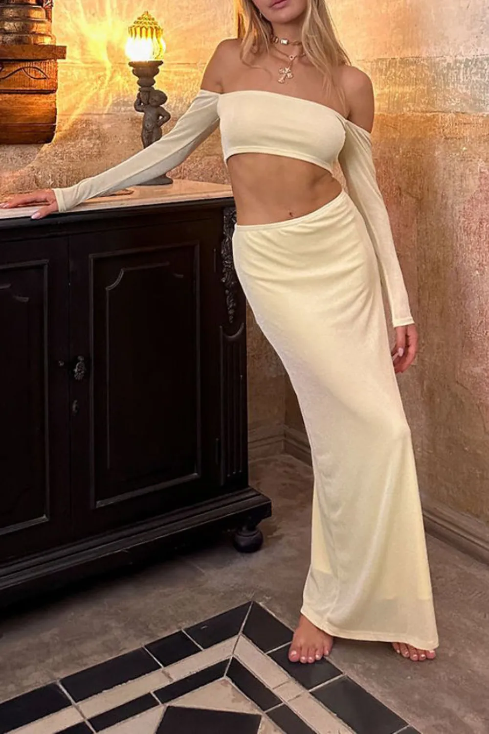 Baby Yellow Long Sleeve Crop Top