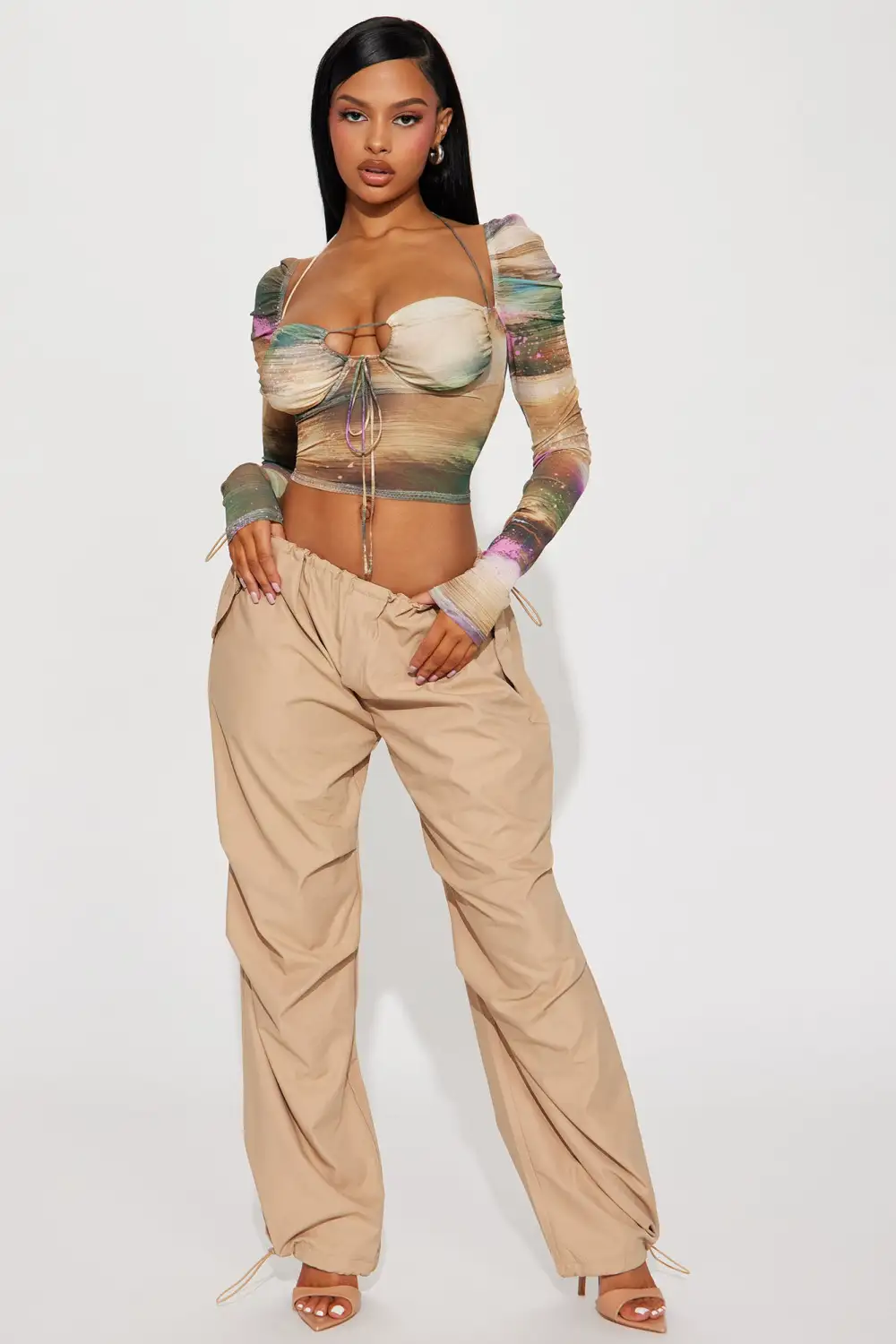 Venus Mesh Corset Top - Taupe/combo