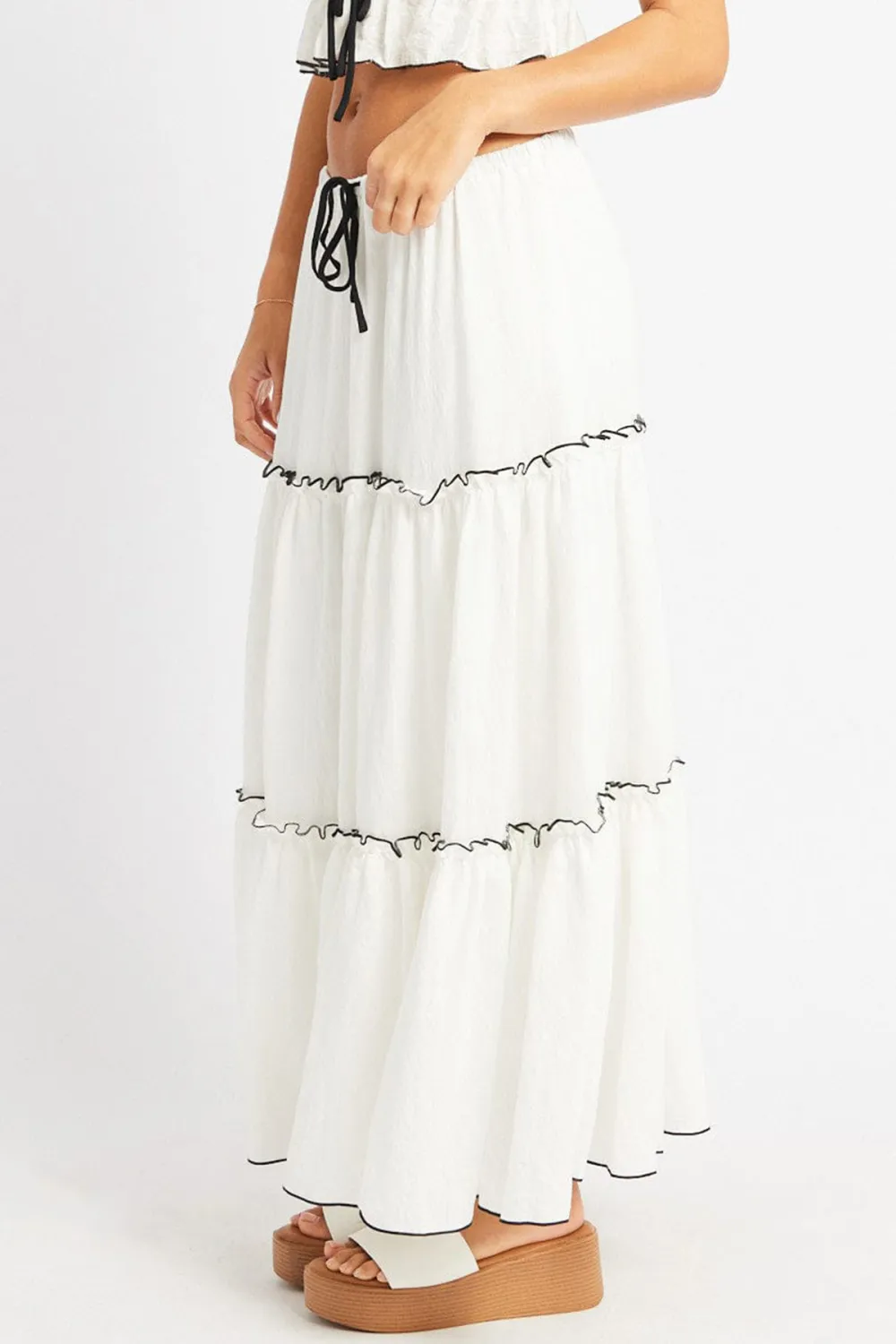 White Tiered Maxi Skirt