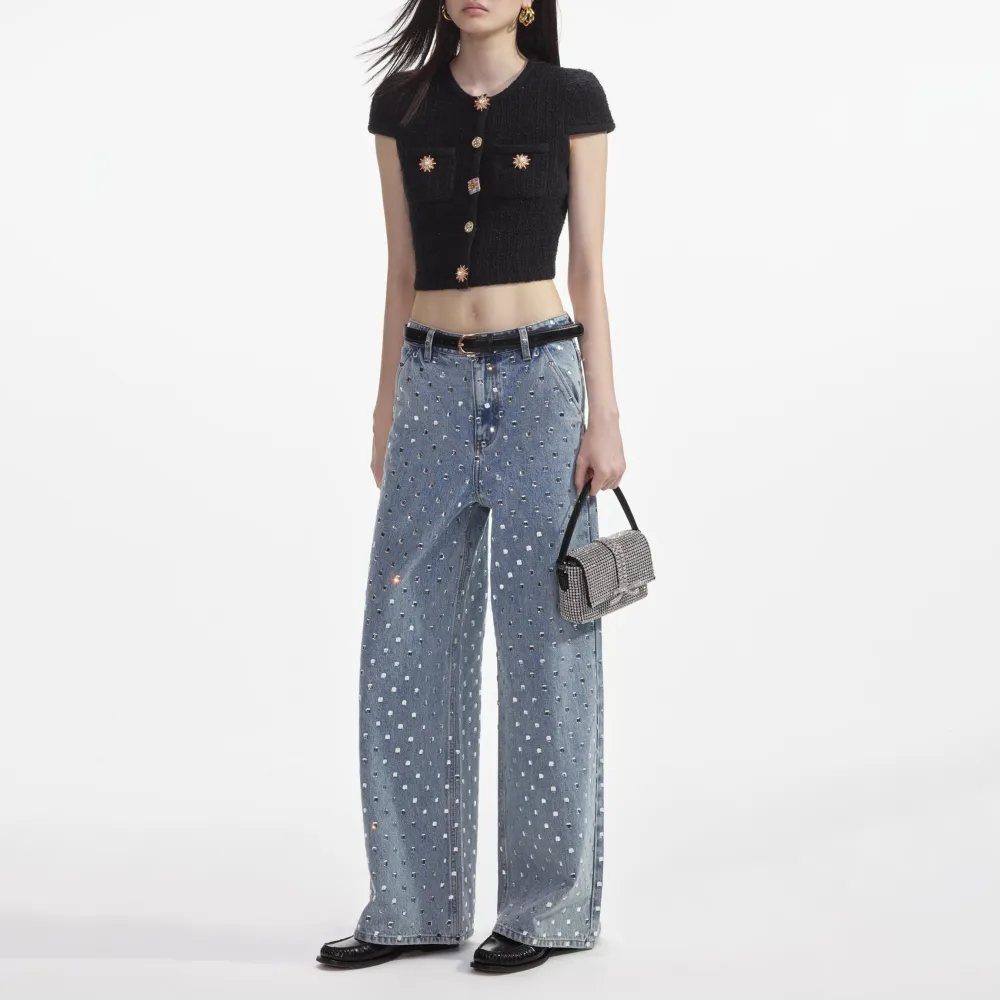 Black Jewel Button Knit Top